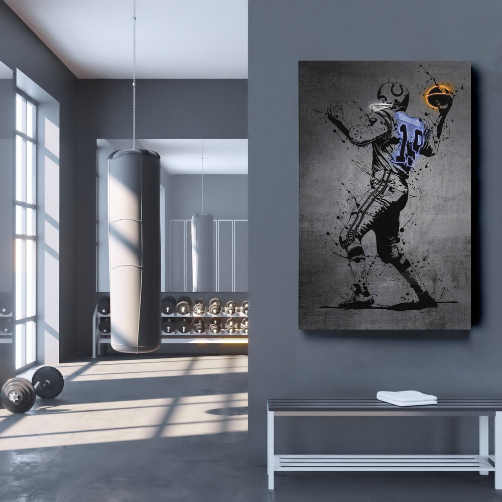 Johnny Unitas Neon Canvas Art | Modern Wall Decor for Colts Fans - CanvasNeon