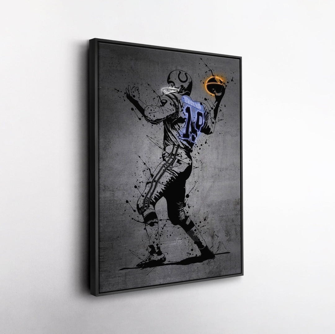 Johnny Unitas Neon Canvas Art | Modern Wall Decor for Colts Fans - CanvasNeon