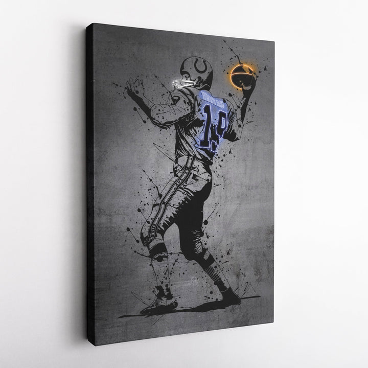 Johnny Unitas Neon Canvas Art | Modern Wall Decor for Colts Fans - CanvasNeon