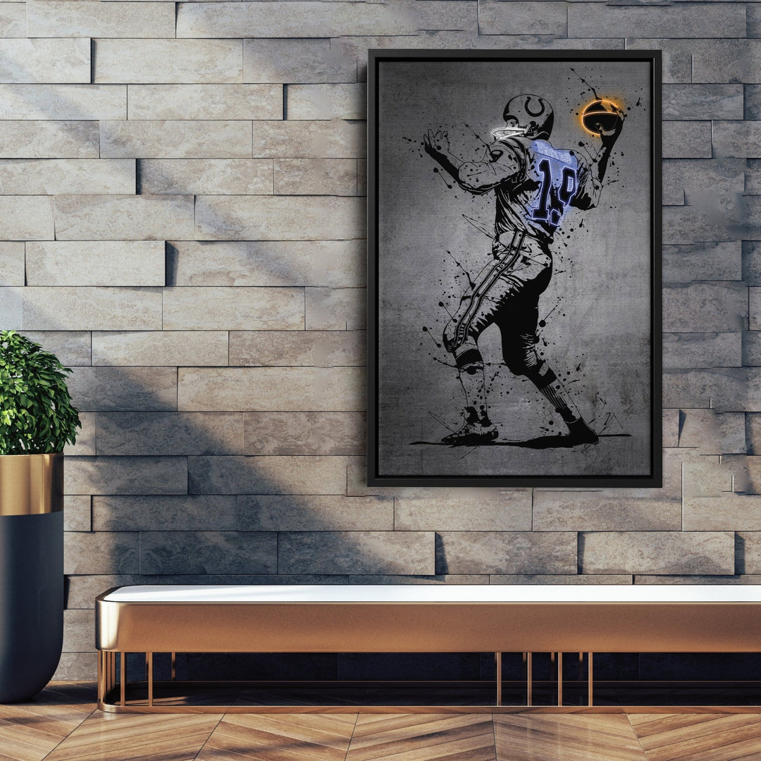 Johnny Unitas Neon Canvas Art | Modern Wall Decor for Colts Fans - CanvasNeon