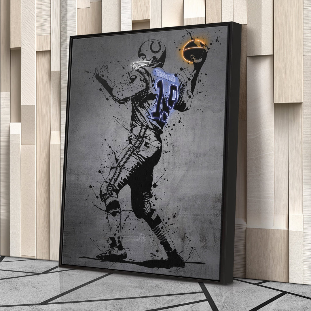 Johnny Unitas Neon Canvas Art | Modern Wall Decor for Colts Fans - CanvasNeon