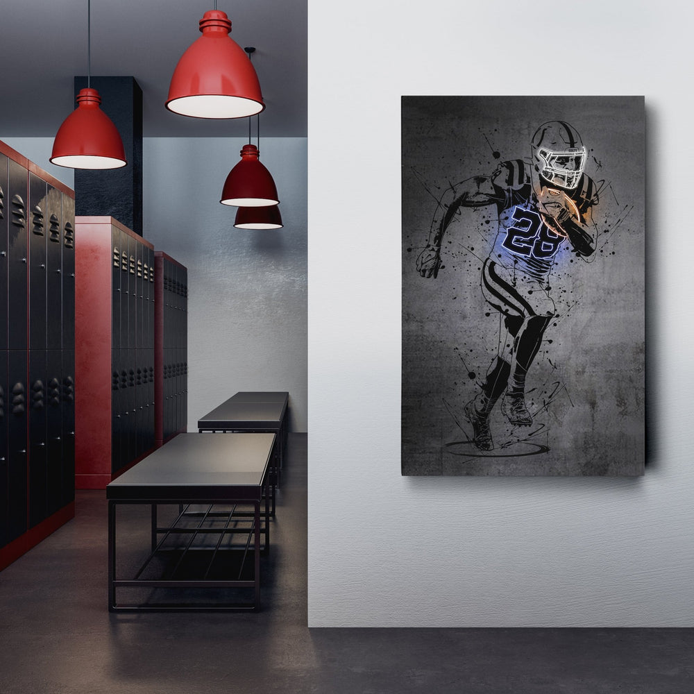 Jonathan Taylor Neon Canvas Art | Modern Wall Decor for Colts Fans - CanvasNeon