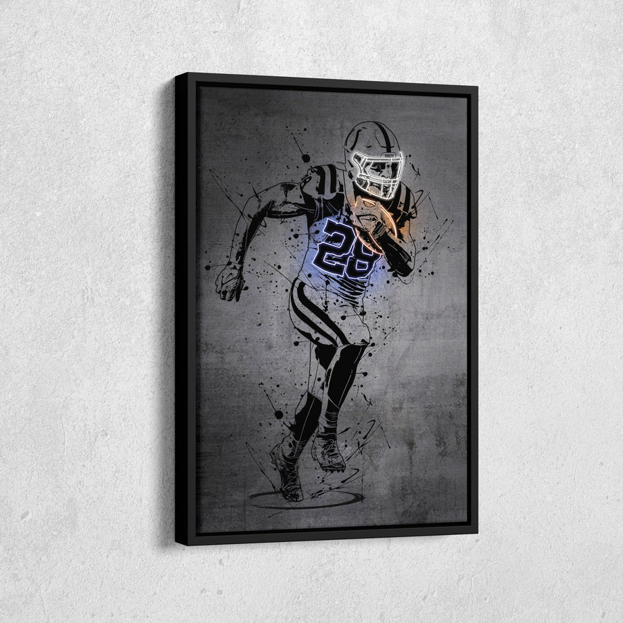 Jonathan Taylor Neon Canvas Art | Modern Wall Decor for Colts Fans - CanvasNeon