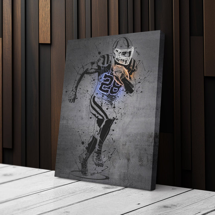 Jonathan Taylor Neon Canvas Art | Modern Wall Decor for Colts Fans - CanvasNeon