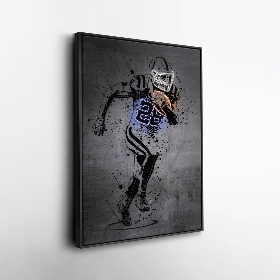 Jonathan Taylor Neon Canvas Art | Modern Wall Decor for Colts Fans - CanvasNeon