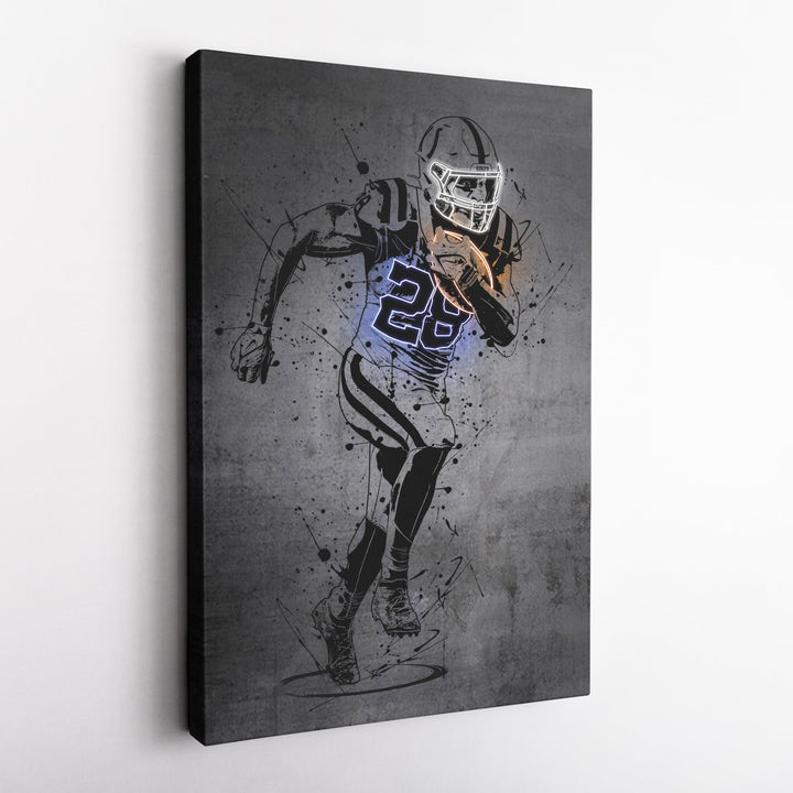 Jonathan Taylor Neon Canvas Art | Modern Wall Decor for Colts Fans - CanvasNeon