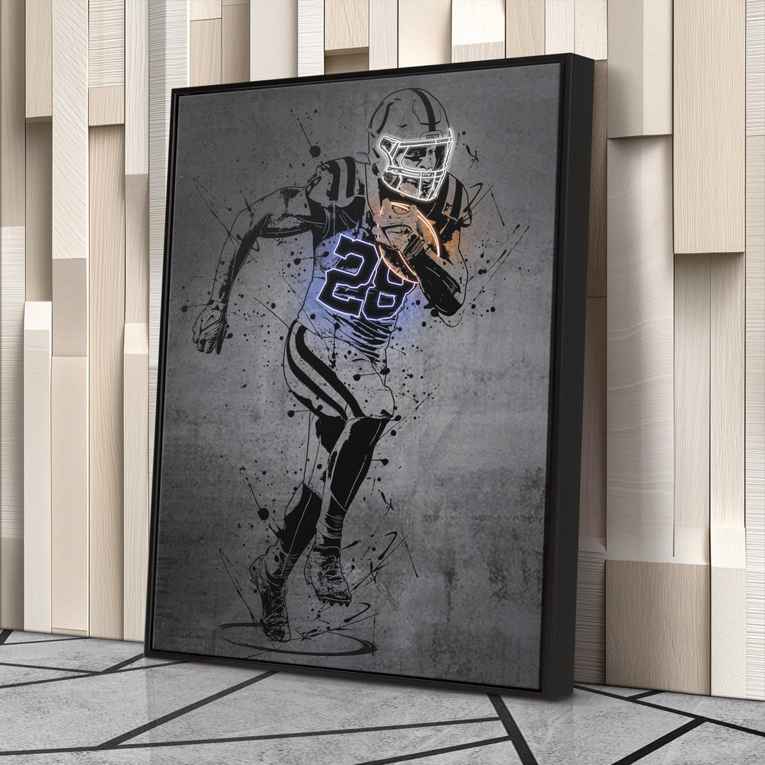 Jonathan Taylor Neon Canvas Art | Modern Wall Decor for Colts Fans - CanvasNeon