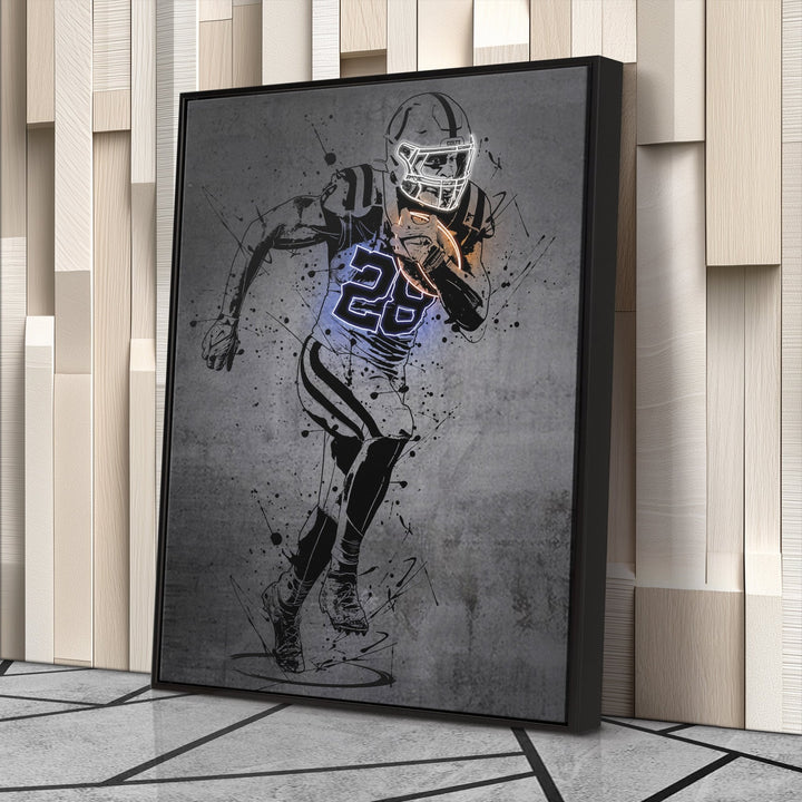 Jonathan Taylor Neon Canvas Art | Modern Wall Decor for Colts Fans - CanvasNeon