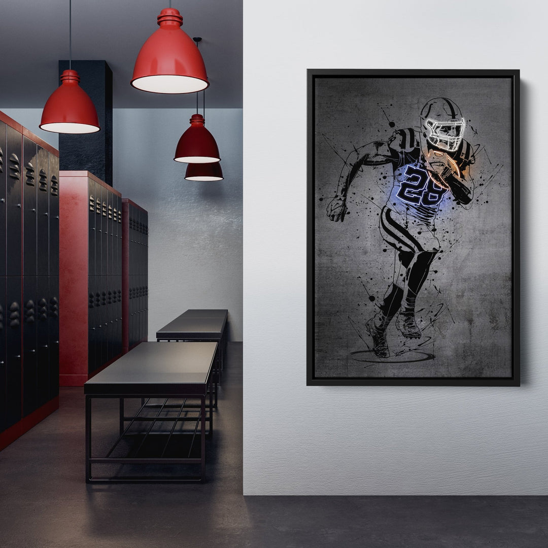 Jonathan Taylor Neon Canvas Art | Modern Wall Decor for Colts Fans - CanvasNeon