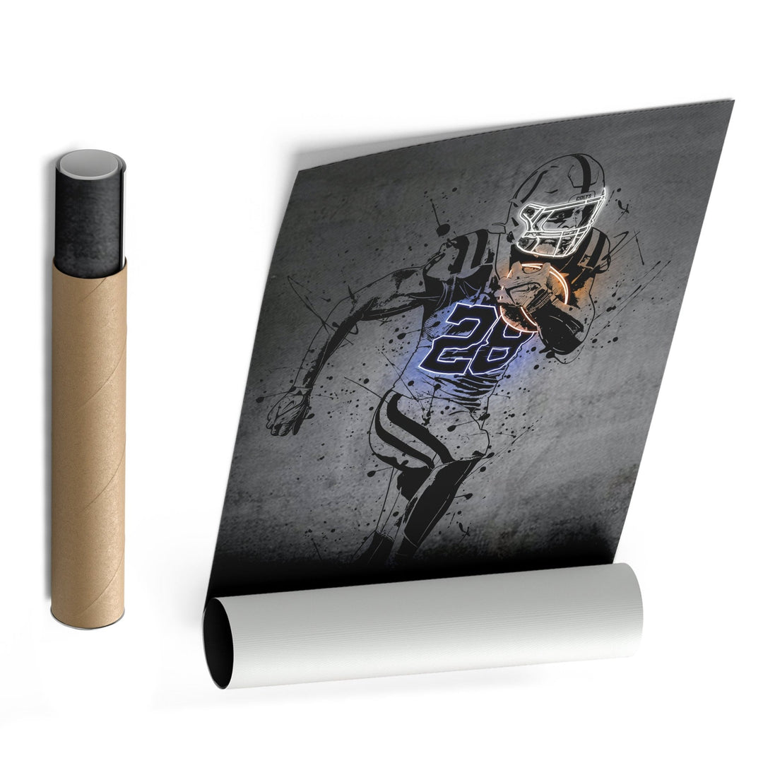 Jonathan Taylor Neon Canvas Art | Modern Wall Decor for Colts Fans - CanvasNeon