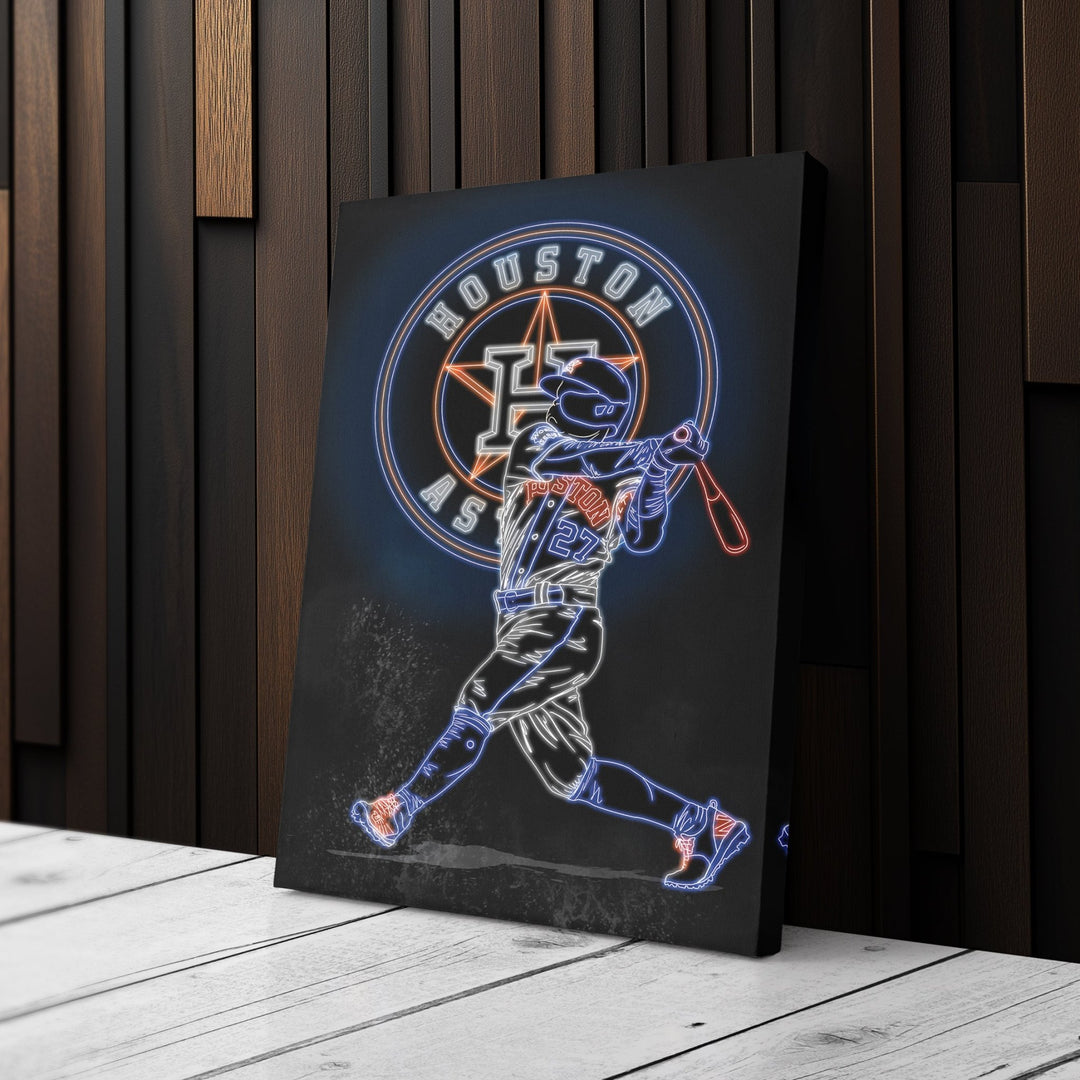 José Altuve Neon Canvas Art | Astros Wall Decor - CanvasNeon