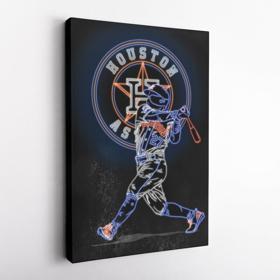 José Altuve Neon Canvas Art | Astros Wall Decor - CanvasNeon