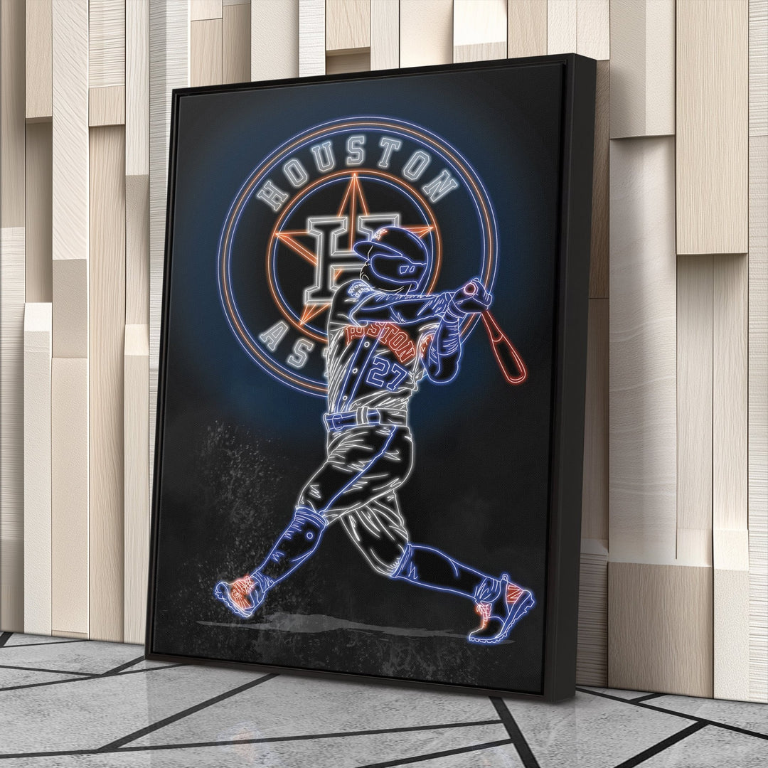 José Altuve Neon Canvas Art | Astros Wall Decor - CanvasNeon
