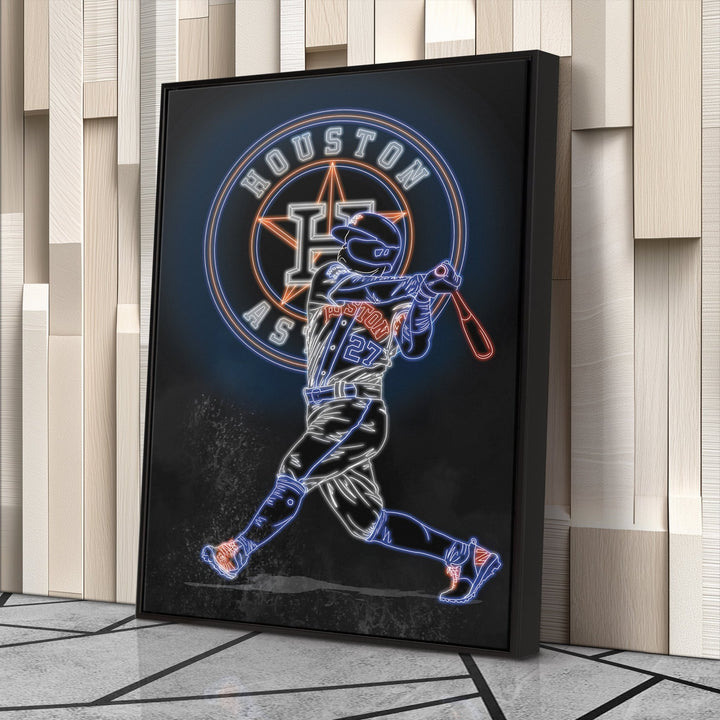 José Altuve Neon Canvas Art | Astros Wall Decor - CanvasNeon
