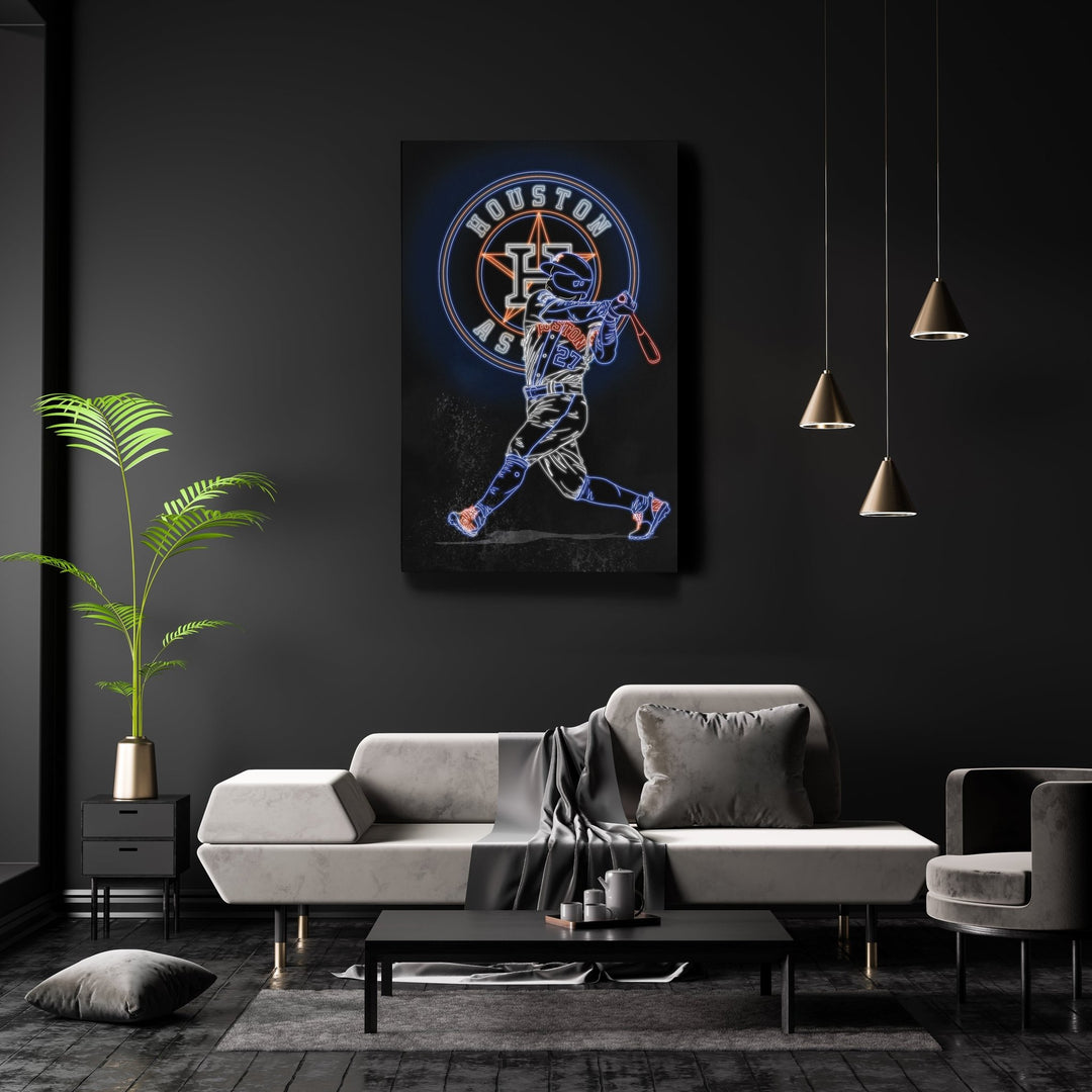 José Altuve Neon Canvas Art | Astros Wall Decor - CanvasNeon