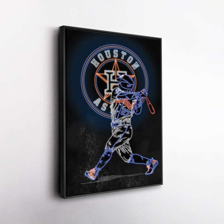 José Altuve Neon Canvas Art | Astros Wall Decor - CanvasNeon