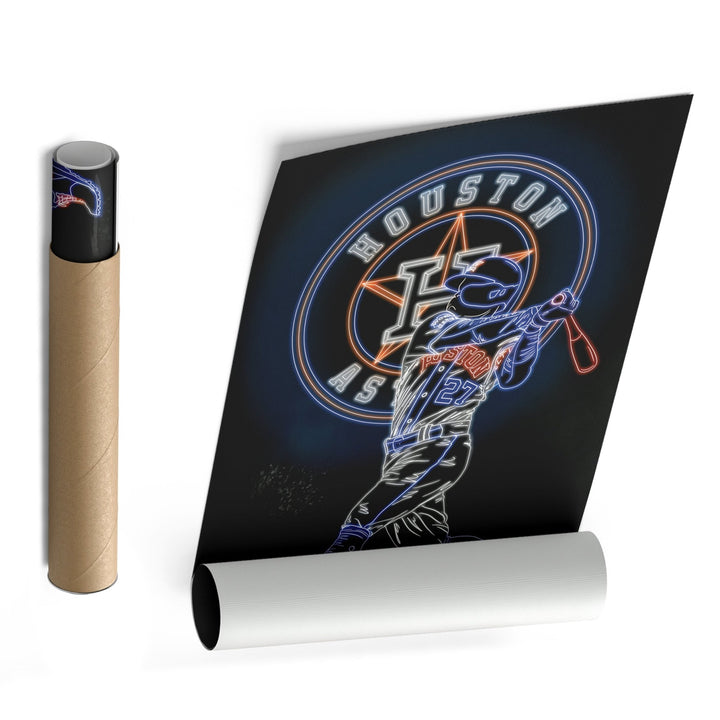José Altuve Neon Canvas Art | Astros Wall Decor - CanvasNeon