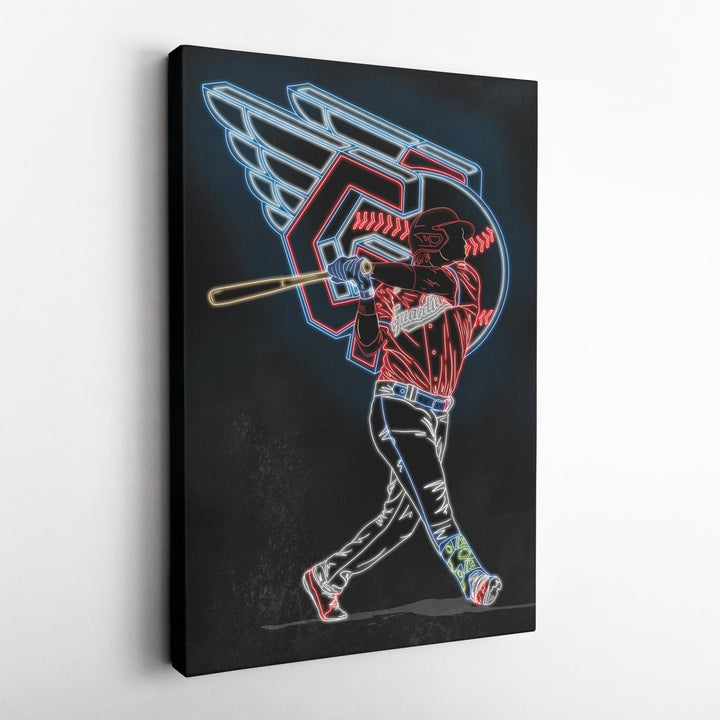 José Ramírez Neon Canvas Art | Guardians Wall Decor - CanvasNeon
