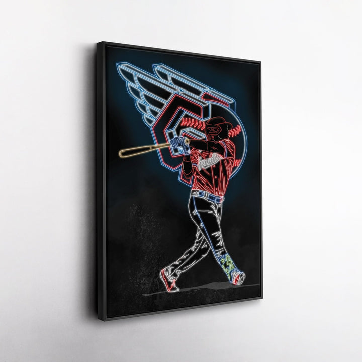 José Ramírez Neon Canvas Art | Guardians Wall Decor - CanvasNeon