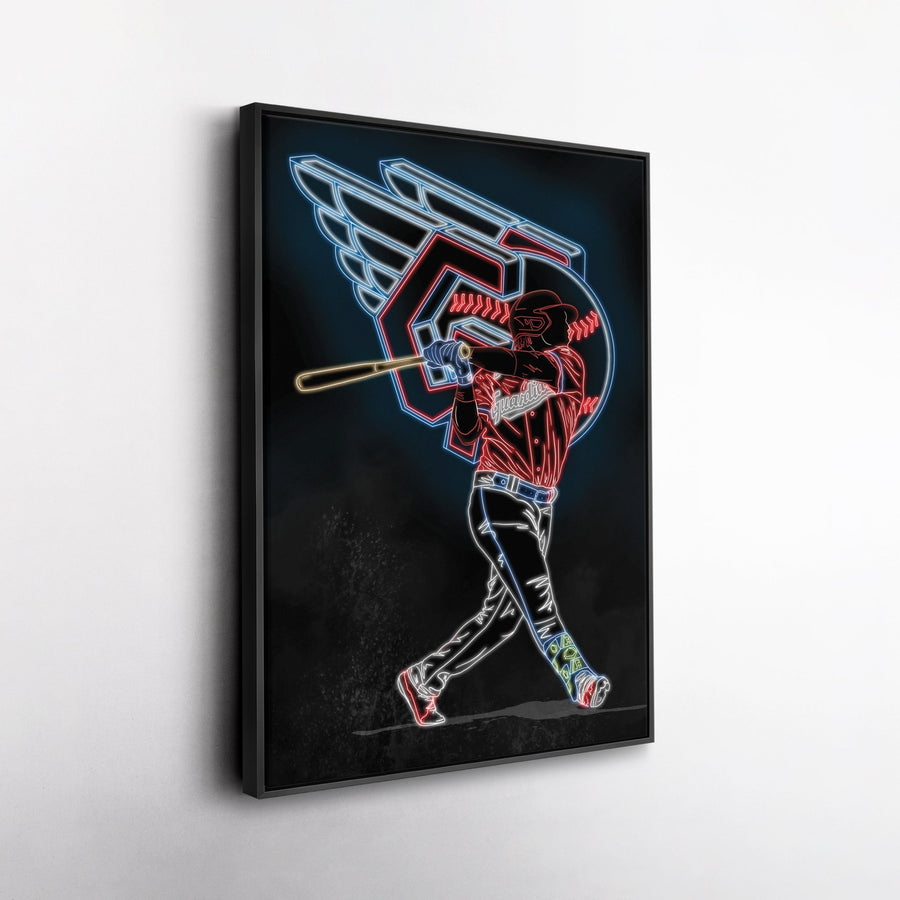 José Ramírez Neon Canvas Art | Guardians Wall Decor - CanvasNeon
