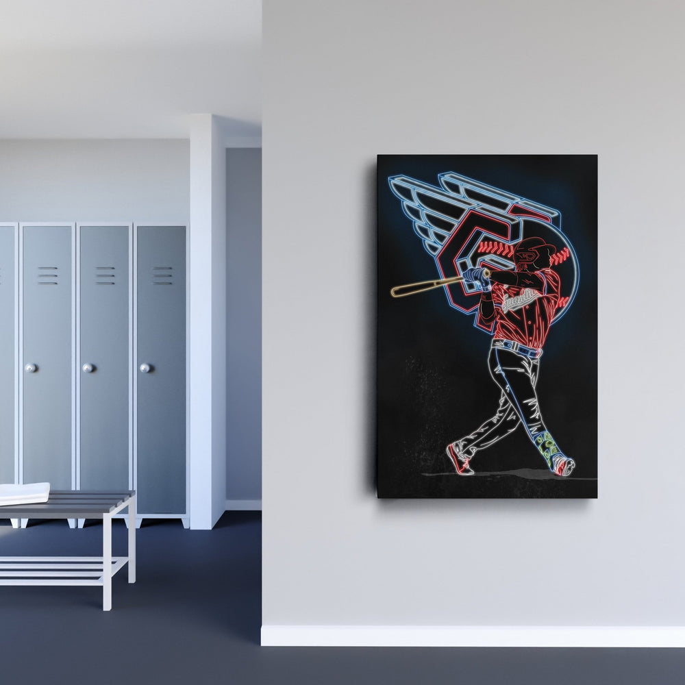 José Ramírez Neon Canvas Art | Guardians Wall Decor - CanvasNeon