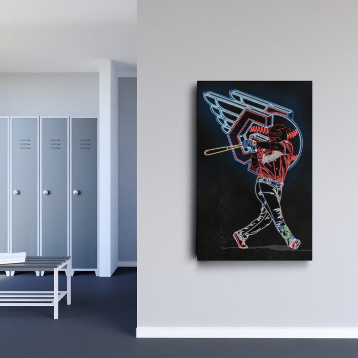 José Ramírez Neon Canvas Art | Guardians Wall Decor - CanvasNeon