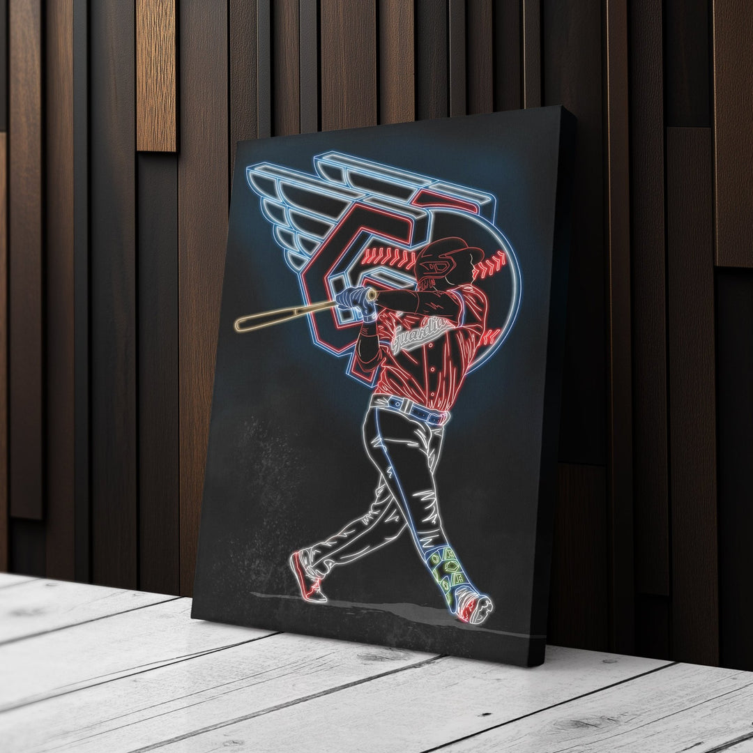 José Ramírez Neon Canvas Art | Guardians Wall Decor - CanvasNeon