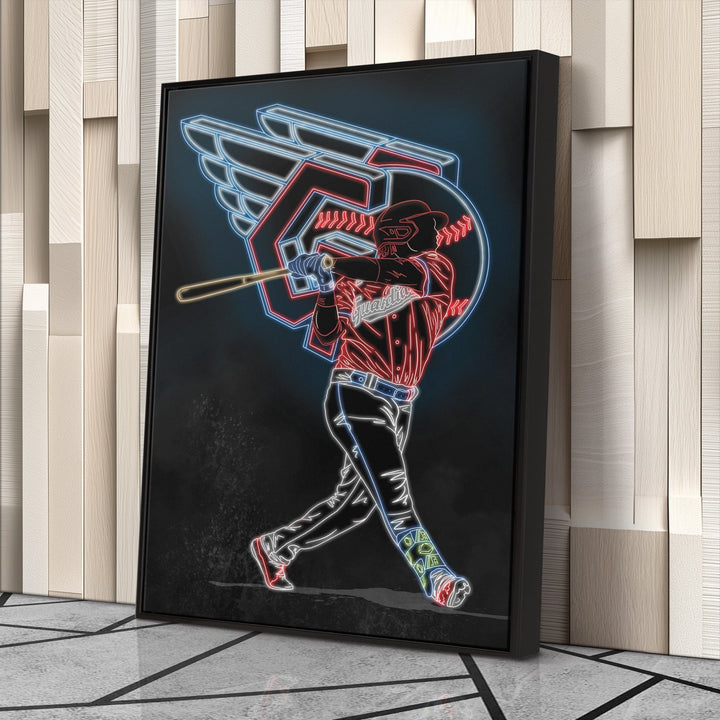 José Ramírez Neon Canvas Art | Guardians Wall Decor - CanvasNeon