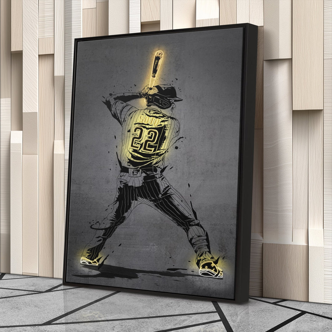 José Ramírez Neon Canvas Art | Modern Wall Decor for Guardians Fans - CanvasNeon