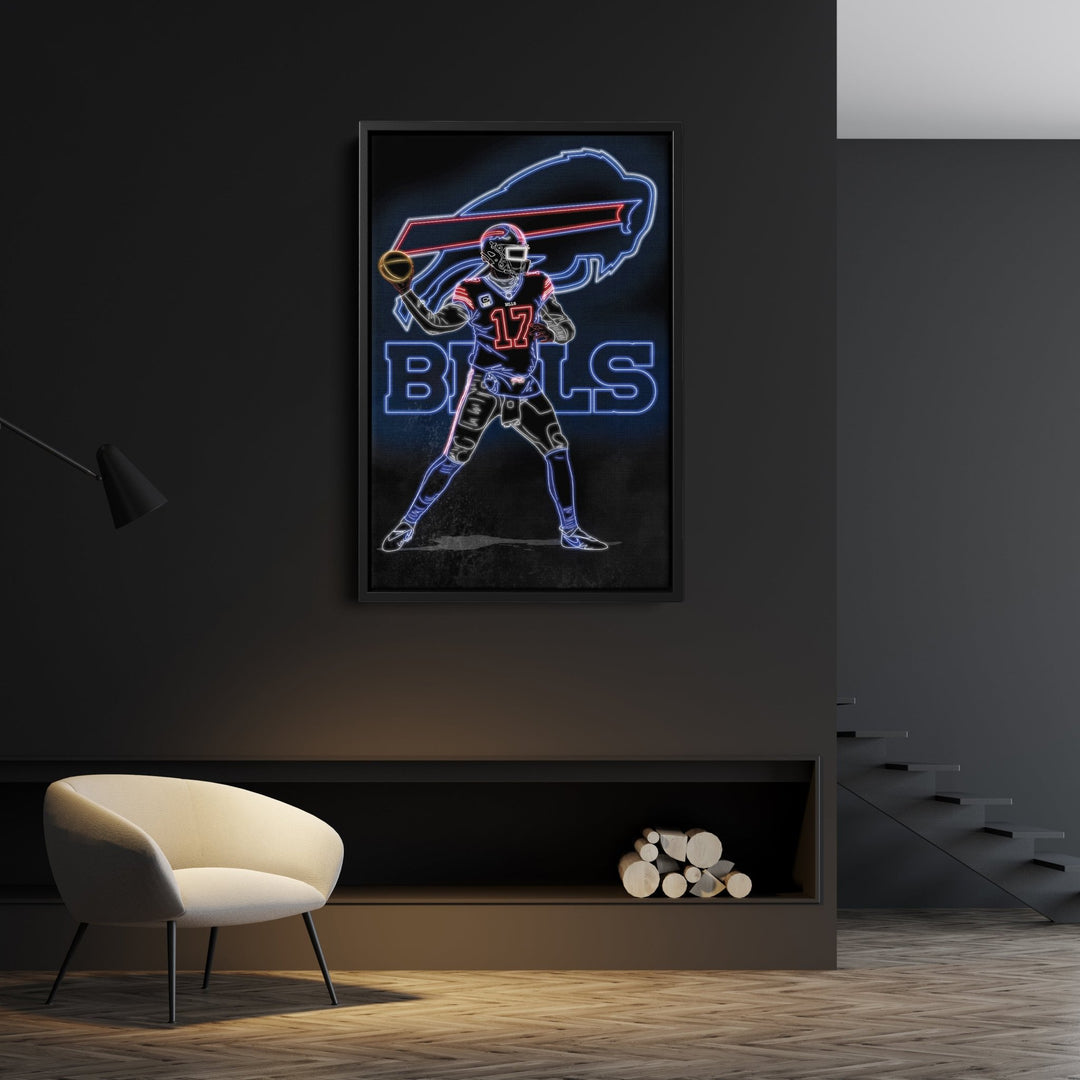 Josh Allen Neon Canvas Art | Bills Wall Decor - CanvasNeon