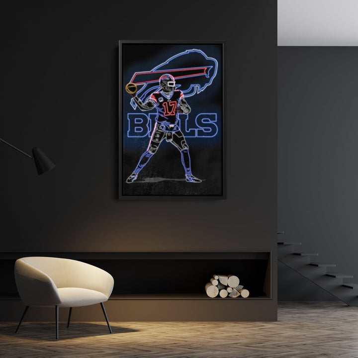 Josh Allen Neon Canvas Art | Bills Wall Decor - CanvasNeon