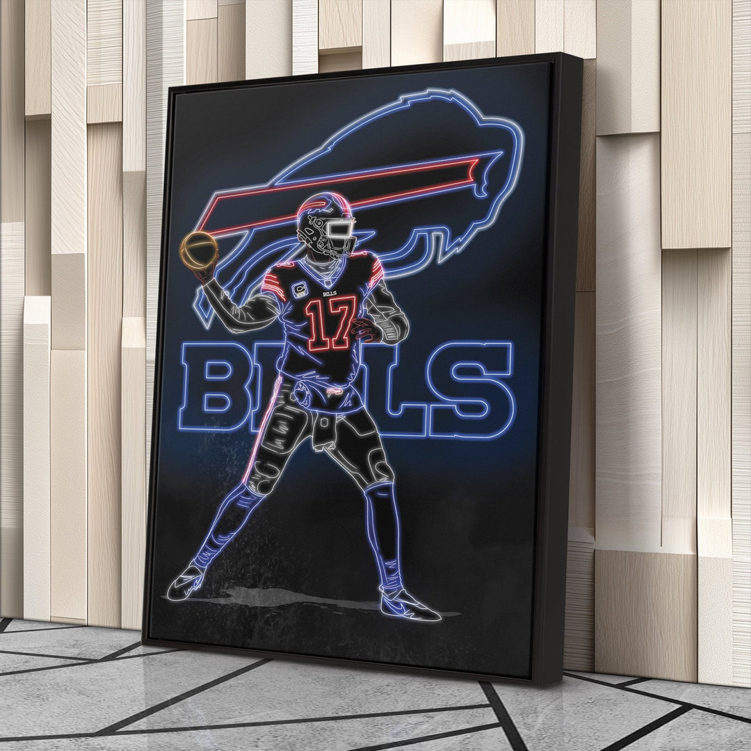 Josh Allen Neon Canvas Art | Bills Wall Decor - CanvasNeon