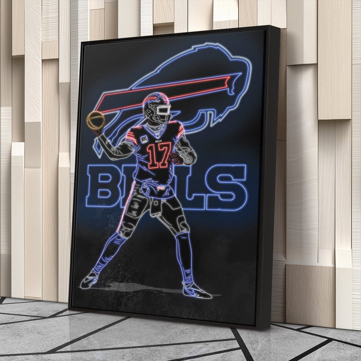 Josh Allen Neon Canvas Art | Bills Wall Decor - CanvasNeon