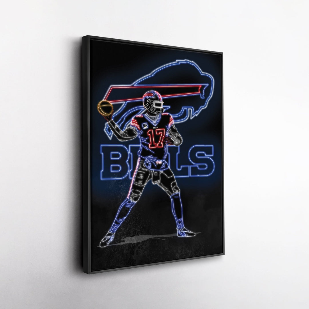 Josh Allen Neon Canvas Art | Bills Wall Decor - CanvasNeon