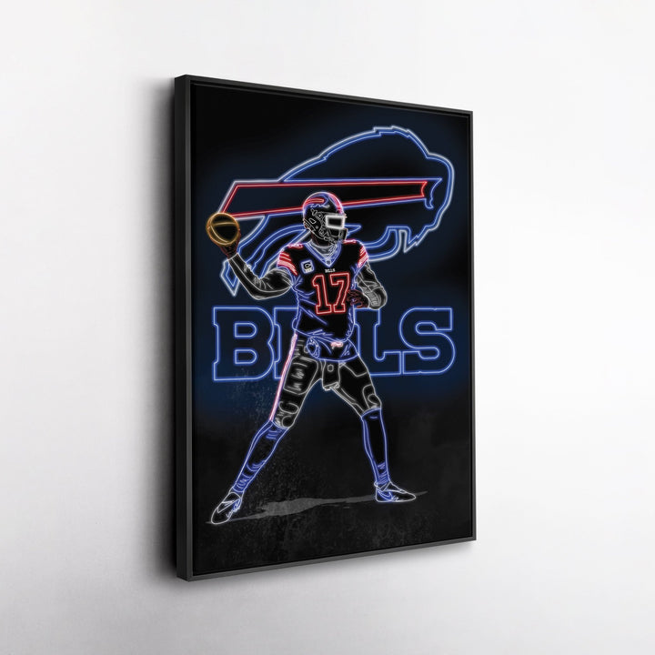 Josh Allen Neon Canvas Art | Bills Wall Decor - CanvasNeon