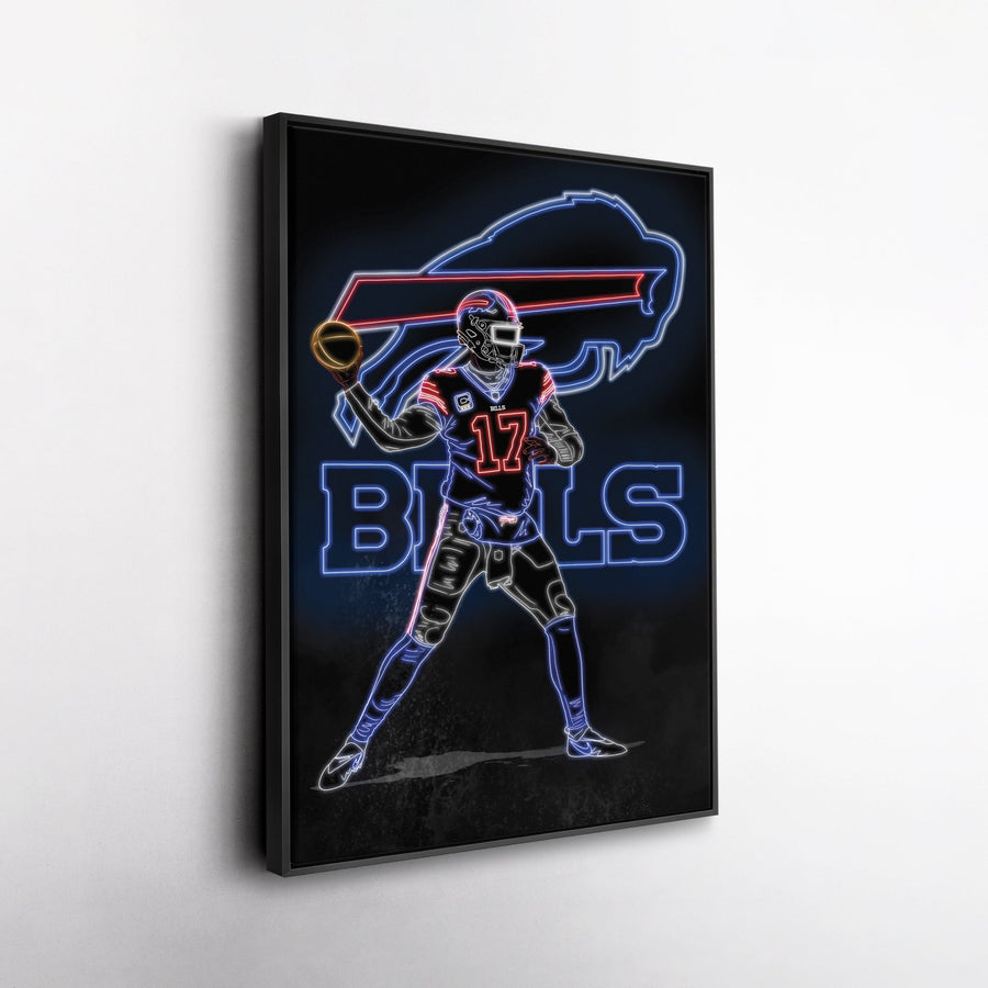 Josh Allen Neon Canvas Art | Bills Wall Decor - CanvasNeon