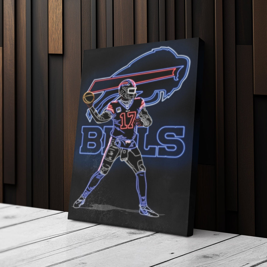 Josh Allen Neon Canvas Art | Bills Wall Decor - CanvasNeon