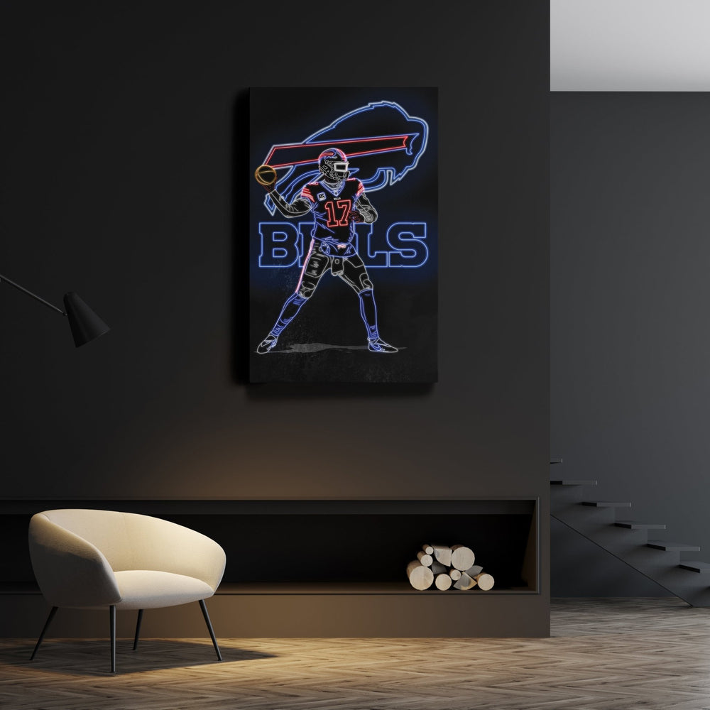 Josh Allen Neon Canvas Art | Bills Wall Decor - CanvasNeon