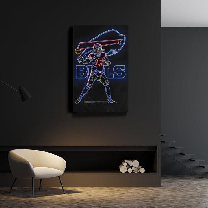 Josh Allen Neon Canvas Art | Bills Wall Decor - CanvasNeon