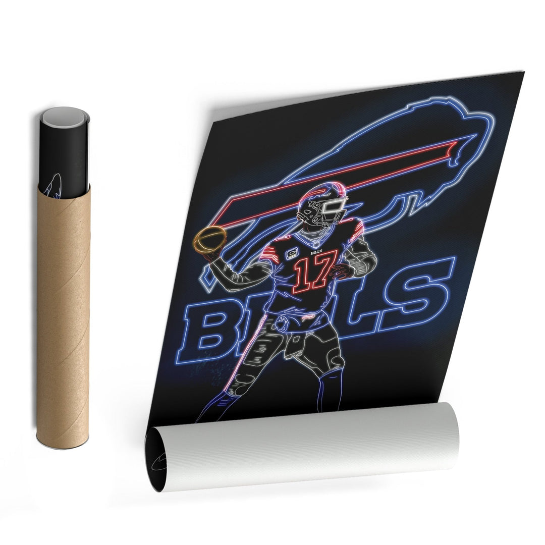 Josh Allen Neon Canvas Art | Bills Wall Decor - CanvasNeon