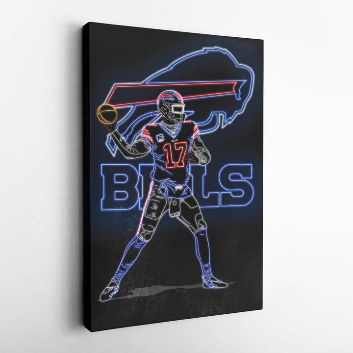Josh Allen Neon Canvas Art | Bills Wall Decor - CanvasNeon