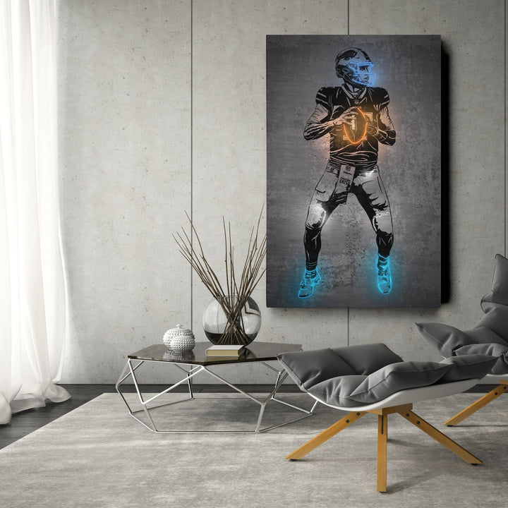 Josh Allen Neon Canvas Art | Modern Wall Decor for Bills Fans - CanvasNeon