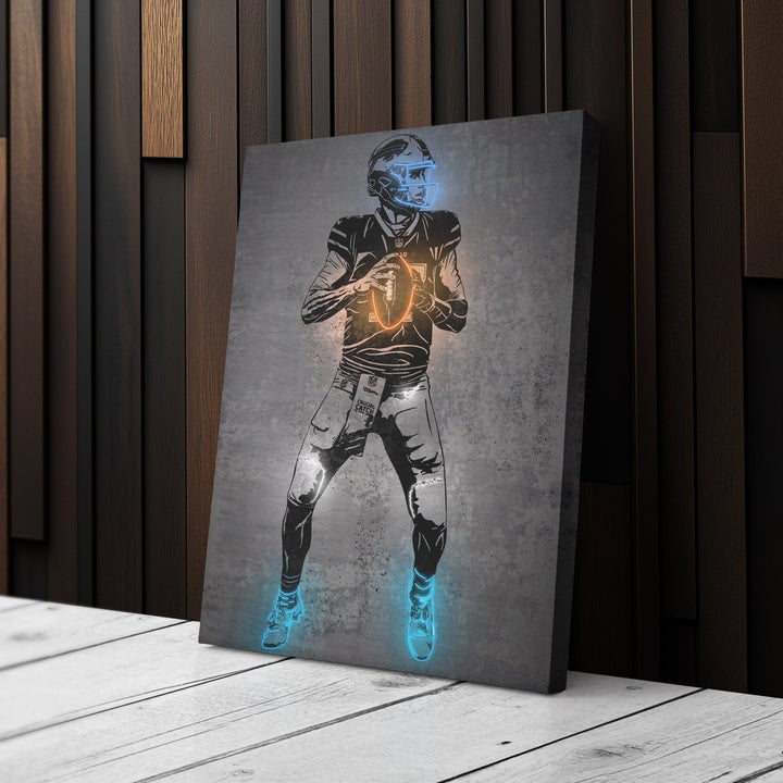 Josh Allen Neon Canvas Art | Modern Wall Decor for Bills Fans - CanvasNeon