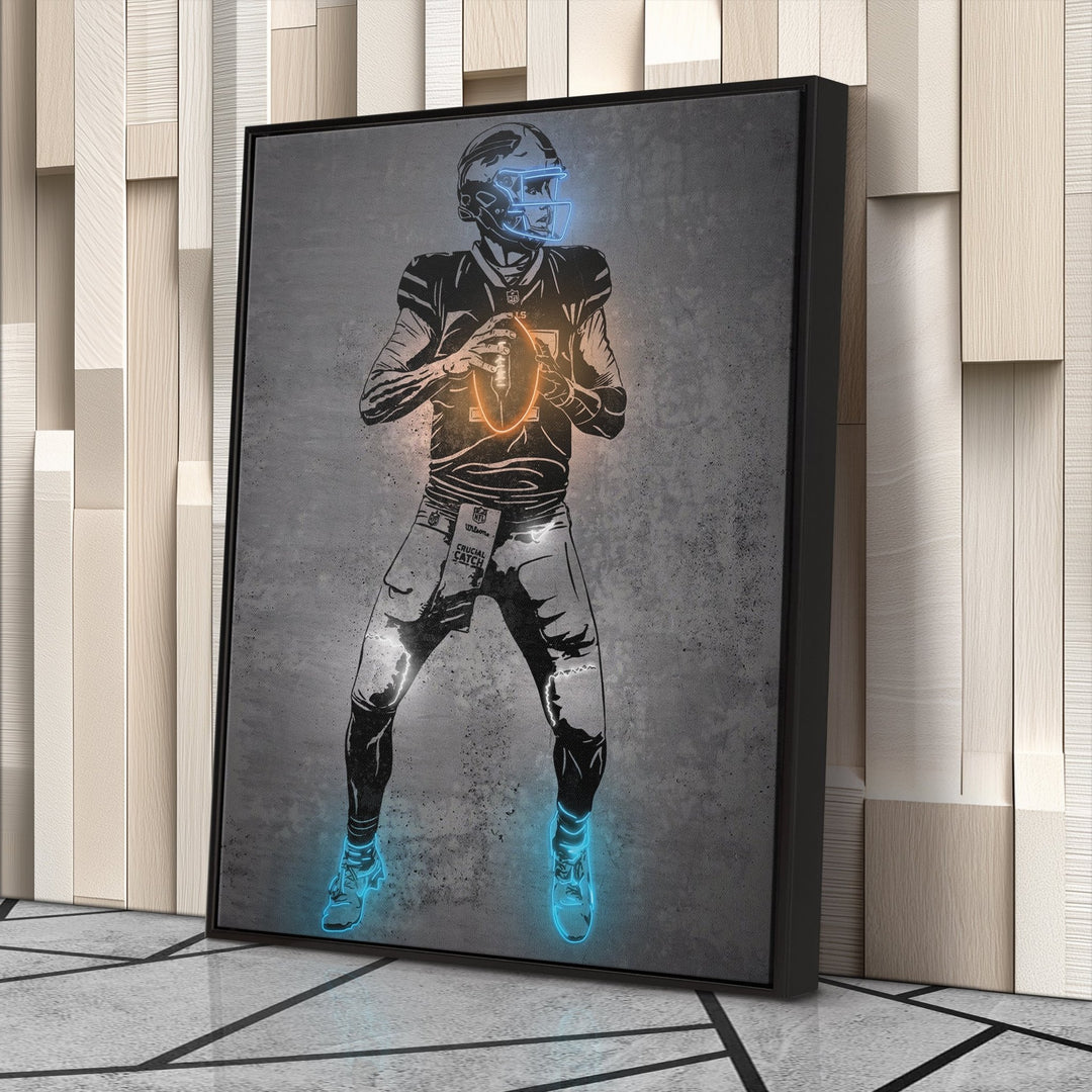 Josh Allen Neon Canvas Art | Modern Wall Decor for Bills Fans - CanvasNeon