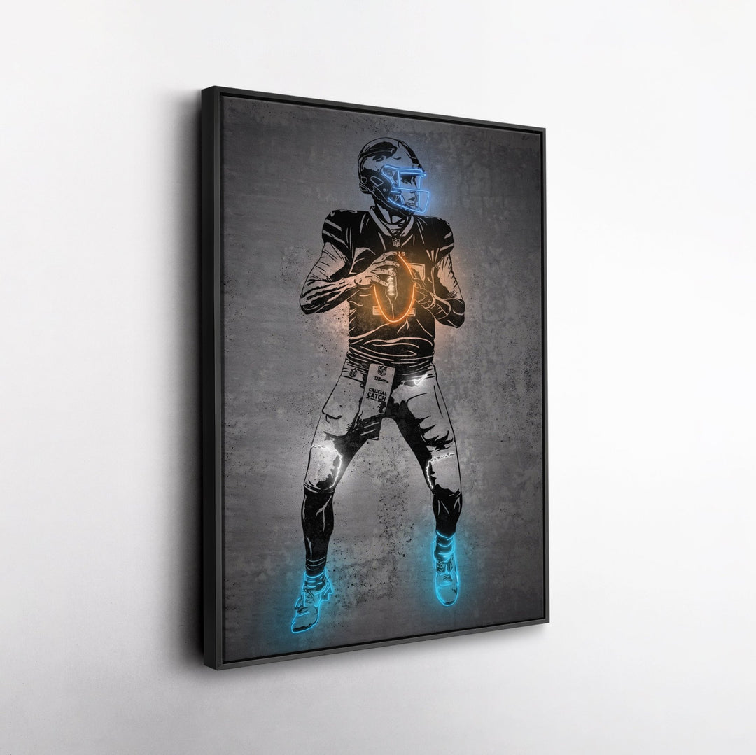 Josh Allen Neon Canvas Art | Modern Wall Decor for Bills Fans - CanvasNeon