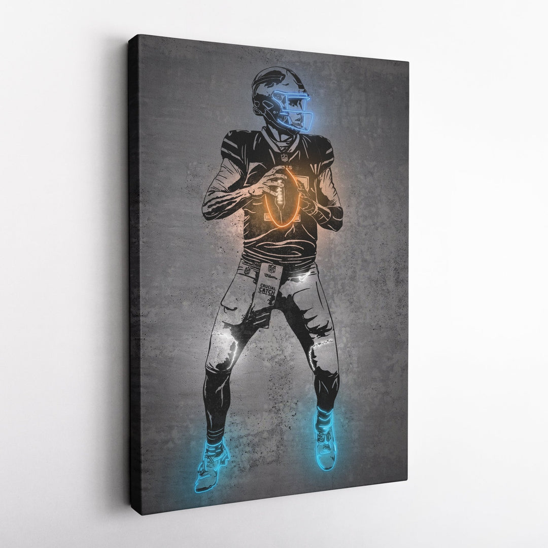 Josh Allen Neon Canvas Art | Modern Wall Decor for Bills Fans - CanvasNeon