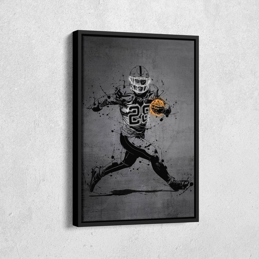 Josh Jacobs Neon Canvas Art | Modern Wall Decor for Raiders Fans - CanvasNeon