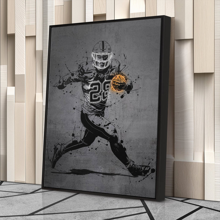 Josh Jacobs Neon Canvas Art | Modern Wall Decor for Raiders Fans - CanvasNeon