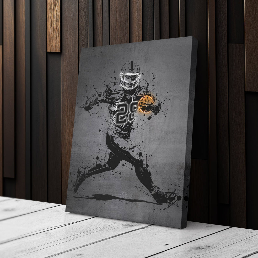 Josh Jacobs Neon Canvas Art | Modern Wall Decor for Raiders Fans - CanvasNeon