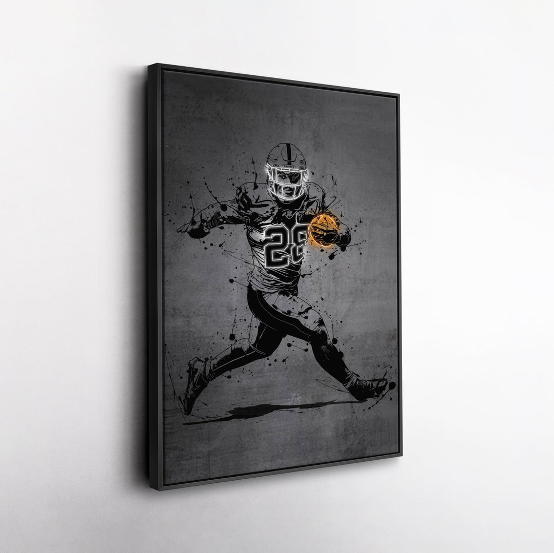 Josh Jacobs Neon Canvas Art | Modern Wall Decor for Raiders Fans - CanvasNeon